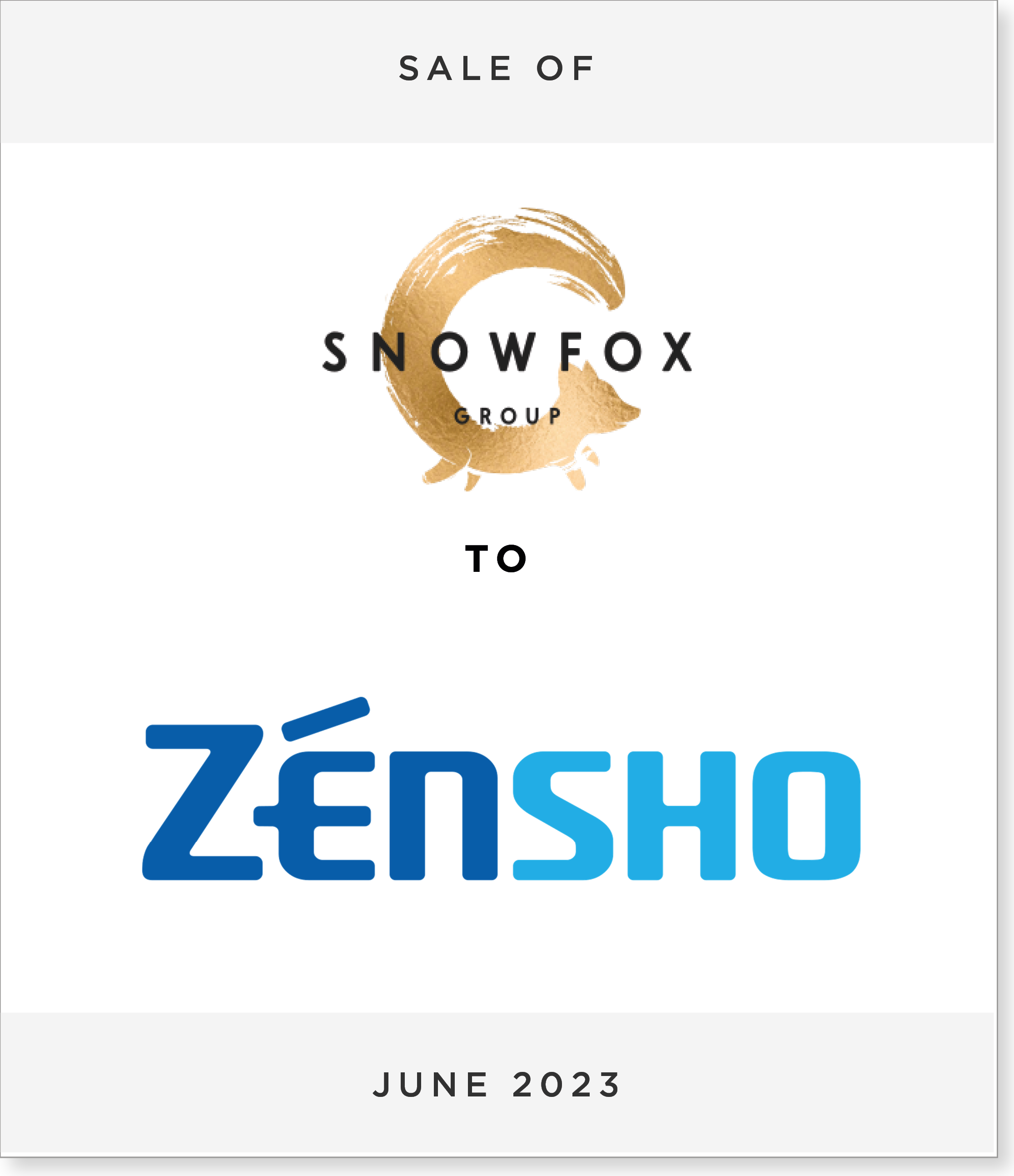 SnowfoxZensho_Mayfair Sale of Snowfox Group to Zensho Holdings